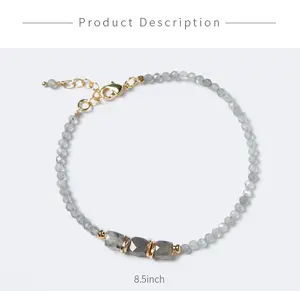 Bestone Großhandel Kristall perlen Vergoldete Armbänder Edelstein Naturstein Facettiert 3mm Labradorit Perlen Armbänder