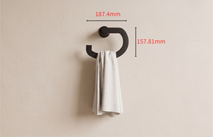 Porte-serviette mural moderne noir mat 60 cm en alliage de zinc résistant à la rouille, barre simple, design minimaliste pour salle de bain - Product Image 2