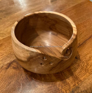 Bol de fil en bois fait à la main en gros finition naturelle, logo personnalisé disponible - Product Image 2