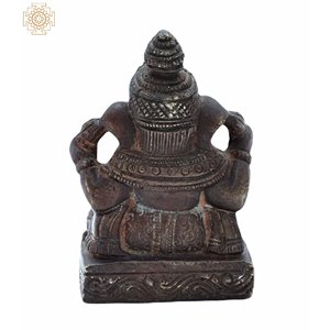 Sculpture de décoration de table en laiton Ganesha de 3.5 pouces fabriquée à la main en Inde - Product Image 3