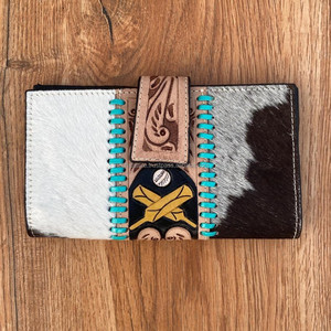 Cuero de piel de vaca Estampado occidental Tallado a mano Tallado Embrague Funda de teléfono Cartera elegante Carteras de diseñador de usos múltiples - Product Image 3