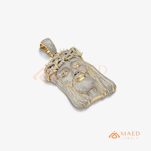 Gold Tone Jesus Head Pendant Necklace <b>Iced</b> <b>Out</b> Hip Hop Moissanite Charm Mens Luxury Fashion <b>Chain</b> - Product Image 5