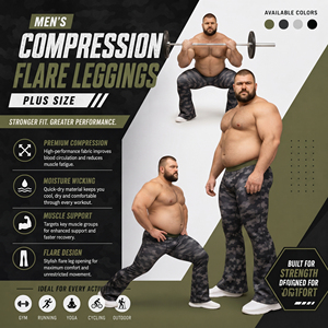 Camo Print Plus Size Flare Pants Men Gym <b>Trainer</b> Compression Pant Elastic Waist Yoga Exercise Flare Leggings Men Flare Legging - Product Image 4