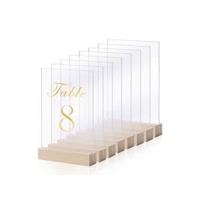 9 Pack Gold Acrylic Sign <b>Holder</b> 4x6 Double Sided <b>Table</b> Menu Display Stand T-Shape Place Card <b>Holder</b> for Wedding Event Restaurant - Product Image 6