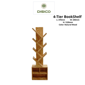 DISICO 4-Tier Wood Bookshelf Natural Color Modern Minimalist Design Freestanding Space Saving Home Office Furniture - Product Image 2