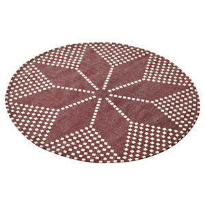 Tapis d'intérieur tissé à la main en tissage plat, terracotta roux, motif cercles pixelisés, style bohème, pour décoration de salon - Product Image 4