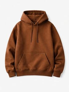 Sweat-shirt à capuche marron pour homme, coupe classique, couleur unie, avec poches, style décontracté, en tissu molletonné French Terry, idéal pour l'automne - Product Image 1