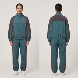 Conjunto Deportivo de Mujer con Bloques de Color, Chaqueta con Cierre Completo y Pantalones, Estilo Deportivo, Ropa de Otoño, Material de Poliéster Transpirable - Product Image 6