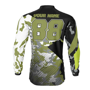 Camiseta Deportiva de Ciclismo de Manga Larga para Hombre, Sublimada, de Poliéster de Secado Rápido, Verde, Blanco y Gris, para Todas las Temporadas - Product Image 2