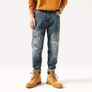 Jeans ajustados elásticos para hombre 2026, estilo motero, rasgados, con agujeros, de mezclilla de alta calidad, estilo hip hop, color negro. - Product Image 1