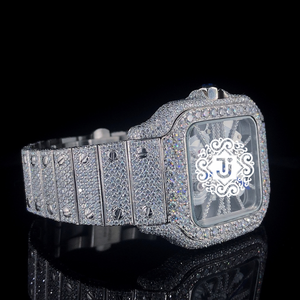 Reloj Mecánico de Acero Inoxidable con Incrustaciones de Moissanita, Fabricación India, de Lujo, para Fiestas, Negocios, Uso Diario, en Oferta - Product Image 2