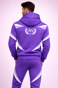 Conjunto Deportivo Morado Premium para Hombre con Sudadera con Capucha – Ropa Deportiva Urbana con Logotipo Personalizado - Product Image 4