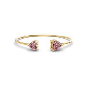 กำไลข้อมือทองคำขาว 14 กะรัต รุ่น Amoura Heart Flexi ประดับเพชร Vivid Pink Lab Diamond (1 กะรัต) ทูวี. กำไลข้อมือเพชรแบบเปิดสไตล์แฟชั่น - Product Image 5