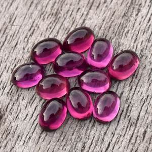 Lot en gros de cabochons ovales en grenat rhodolite naturel 5x7 mm, dos plat, calibrés, pierres précieuses en vrac pour la fabrication de bijoux - Product Image 1