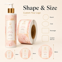 Étiquettes cosmétiques personnalisées en feuille d'or florale, autocollants imperméables avec logo personnalisé pour flacons pompe de nettoyant visage et lotion