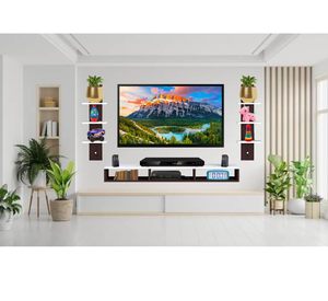 Meuble TV et support pour décodeur en bois composite avec étagères pour livres et décoration, unité de rangement pour salon, bureau, salle à manger - Product Image 2