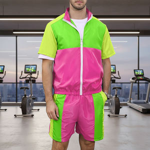 Conjunto Deportivo Personalizado Transpirable para Correr, Chaqueta Cortavientos Ligera de Nailon y Poliéster Vintage para Hombre, con Bloques de Color - Product Image 5