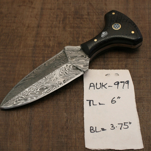 Couteau de chasse multifonctionnel à lame fixe en acier Damas fait main avec manche en bois, taille personnalisable, OEM, pointe tombante, couteau à dépecer - Product Image 1