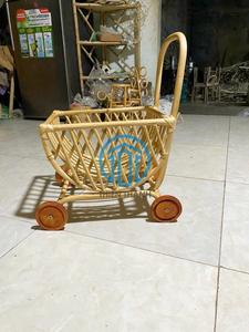 Poussette de poupée en osier, poussette de poupée en osier avec roues en bois, poussette de poupée en osier, landau de poupée en osier - Product Image 4