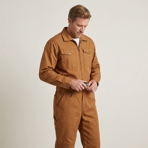 Combinaison de travail unisexe marron à fermeture éclair intégrale, manches longues, poches avant, épaissie, pour atelier, sécurité, extérieur, intérieur, imperméable - Product Image 4