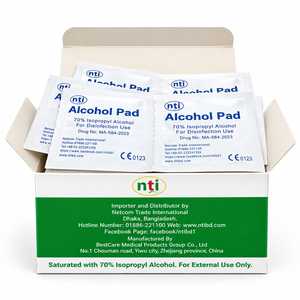 Tampons désinfectants stériles à 70 % d'alcool isopropylique OEM pour nettoyage cutané externe, fournitures médicales et de laboratoire - Product Image 1