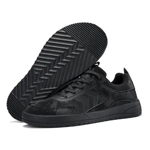 Chaussures décontractées en cuir pour hommes, grandes tailles 47 48, pour pieds larges, à bout large, noir et gris, Dropshipping - Product Image 3