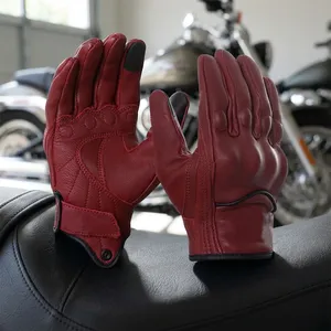 Guantes de Conducción de Cuero Rojo Black Sheep, Pantalla Táctil, Transpirables, Antideslizantes, para Motociclismo, Unisex - Product Image 3