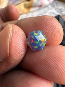 Opale d'Éthiopie synthétique de laboratoire, taille hexagonale, cabochon, multi-feu, 8 mm, meilleure qualité, pierre précieuse en vrac pour la fabrication de bijoux K Gems - Product Image 2