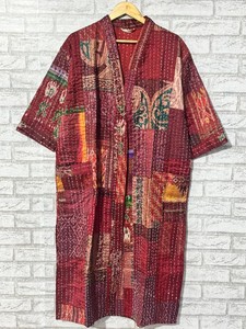 Handmade Silk Patola Sari Kantha Kimono Indian Women's <b>Bath</b> Robe - Product Image 2