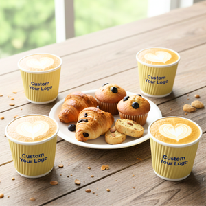 Gobelet à café en papier jetable avec logo personnalisé Ripple Wall et couvercles pour la commodité des trajets quotidiens - Product Image 4