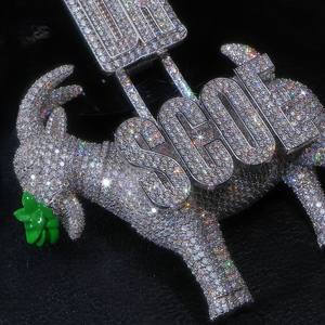 จี้แพะประดับเพชรโมอิสซาไนต์แบบสั่งทำพิเศษ เงินแท้ 925  ผ่านการทดสอบโดย GRA รับรองคุณภาพ เหมาะสำหรับเครื่องประดับฮิปฮอป - Product Image 5