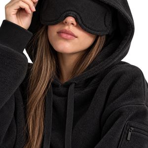 Black Women's Oversized <b>Sleep</b> <b>Mask</b> Hoodie Soft Fleece Pullover Kangaroo Pocket Drawstring Hood Casual Lounge Streetwear OEM Cozy - Product Image 4