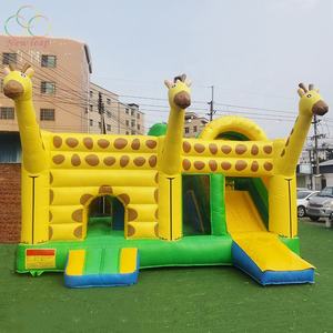 Calcomanía de jirafa Animal amarillo Super Jumping Castle Inflable Bouncer Combo para niños Moon Bounce House - Product Image 4
