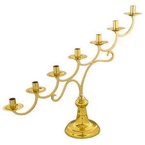 Candélabre en laiton massif 7 lumières |   Support à bougies traditionnel pour églises et temples - DOUBLE VEE EXPORTS - Product Image 2
