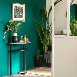 Mesa consola media luna Vandana Elara Terra en mármol blanco y metal - Product Image 1