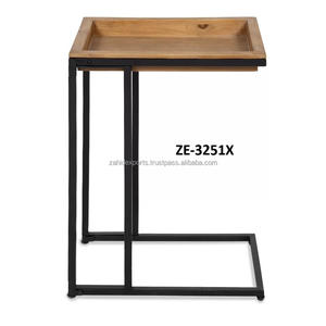 Table Basse de Luxe Faite à la Main en Acier Inoxydable avec Plateau en Bois Ovale, Design Moderne, Rangement Intégré, Exportation Usine, Bureau pour Ordinateur Portable, Table de Canapé, Grande Table de Salle à Manger - Product Image 1