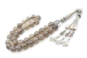 Chapelet islamique en quartz fumé (Tasbih) avec motif ange, Misbaha en résine écologique faite à la main, décoration religieuse pour la maison - Product Image 5