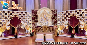 Mandap de mariage style Rajwada Bollywood avec scène intégrée, Grand Dôme Doré, Mandap de mariage design en fibre de verre, Scène de mariage Royaume-Uni - Product Image 5