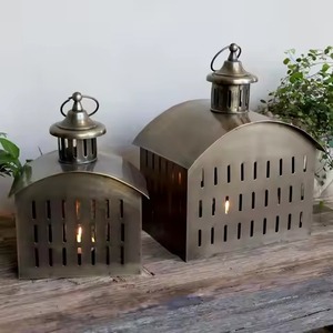 Lanterne marocaine en fer noir embossé faite à la main avec motif de feuille tropicale découpée, poignée en corde, décoration portable pour la maison - Product Image 4