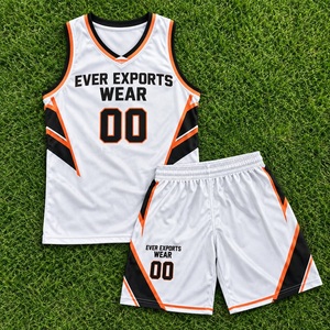 Ensemble de maillots et shorts de basket-ball blancs et orange, nouveau design, uniforme d'équipe personnalisé, vente en gros, vêtements de sport imprimés - Product Image 2