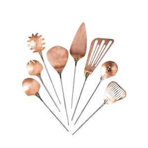 Juego de utensilios de cocina de cobre martillado a mano, cuchara de servir de metal, juego de espátulas, accesorios de cocina - Product Image 1