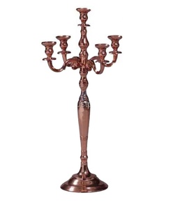 New Arrival 5 Arm Metal Candelabra Shiny Copper Plated for Wedding Christmas Party <b>Decoration</b> Floor Candelabra - Product Image 1