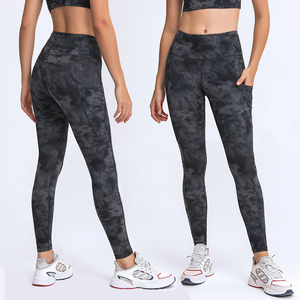2026 New Top Waist Full Length Camouflage Yoga <b>Leggings</b> With Contrast <b>Stitch</b> Four-Way Stretch Spandex Polyester Pants - Product Image 2