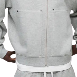 OEM <b>Men</b>’s Boxy Full Zip Hoodie Adjustable Cord Hood Split <b>Pouch</b> Pockets Wide Body Custom Sweatshirt Manufacturer - Product Image 6
