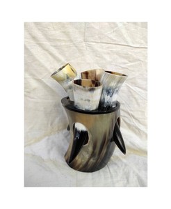 Vaso de Cerveza Auténtico Estilo Vikingo de Cuerno de Buey, Hecho a Mano, Ecológico, 200-300 ml, con Soporte, para Bodas y Navidad - Product Image 3