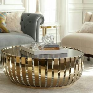 furniture style living room <b>round</b> modern Silver metal legs Modern Metal Side <b>Table</b> - Product Image 2