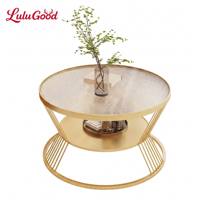 Table basse en métal OEM ODM avec surface en verre trempé, rangement portable, design moderne pour salon, balcon, bureau