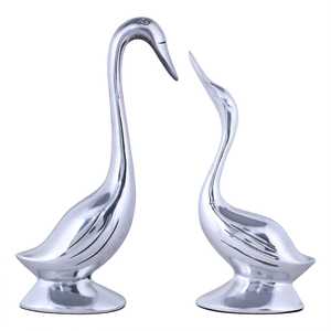 Figura de Cisne de Aluminio Niquelado Tradicional, 2 Piezas, Escultura Animal Moderna Grabada a Mano, Decoración de Mesa para Sala de Estar y Hogar - Product Image 3
