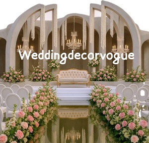 Conjunto Mandap DE BODA indio tradicional de lujo para decoración de gran ceremonia con pilares elegantes y diseño de fondo floral - Product Image 4