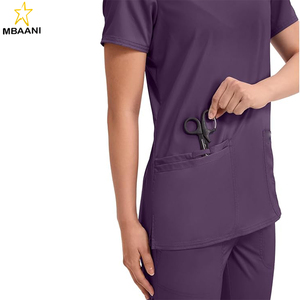 ชุดสครับสำหรับแพทย์หญิง คอวี ทรงคลาสสิกทันสมัย มีกระเป๋า 3 ช่อง ผ้าเนื้อนุ่มพิเศษ ยืดได้ 2 ทิศทาง - Product Image 2